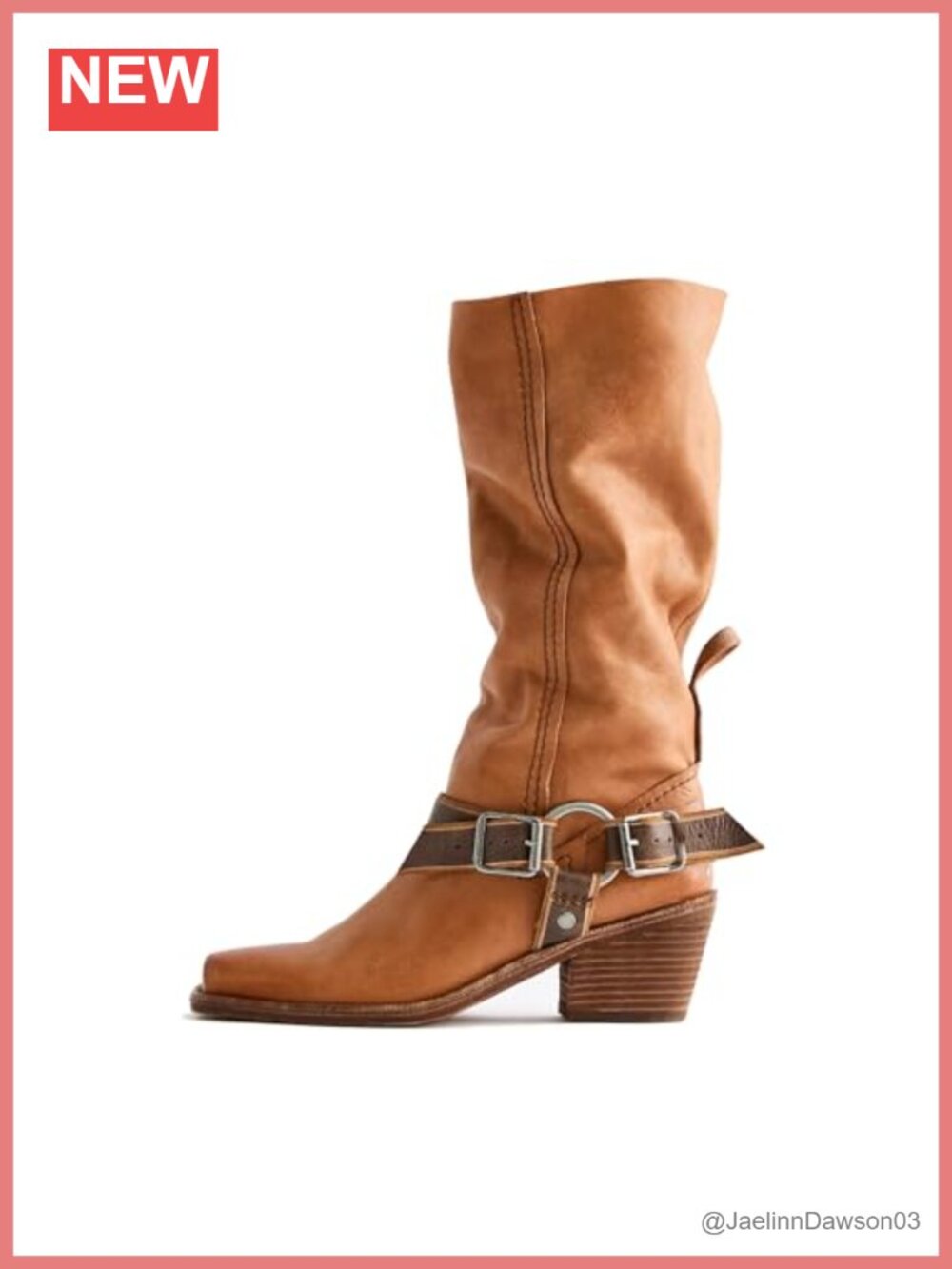 Arqa Women's Double Buckle Square Toe Pull On Knee High Boots with Stacked